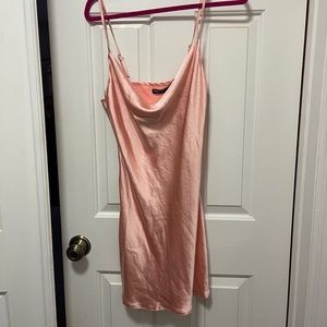 NWT Peachy Pink Satin Cowl Neck Small Dress from Nasty Gal